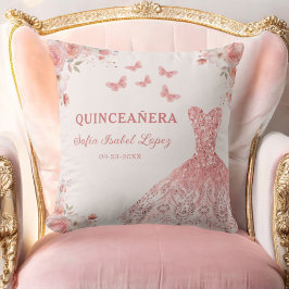 Blütenrot Rosa Prinzessin Quinceanera Kissen