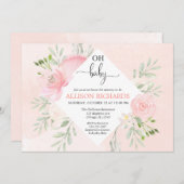 Blütenrot Rosa und grüne Mädchendusche Einladung (Vorne/Hinten)