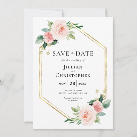 Blütenrot Save the Date Einladung (Vorderseite)