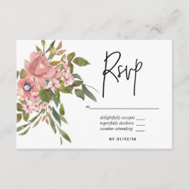 Blütenrot und Rose Hochzeitsgold Wasserfarben RSVP