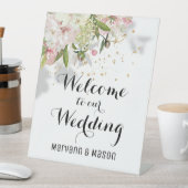Blütenrot und Weiß Willkommen bei unserer Hochzeit Sockelschild (In Situ)