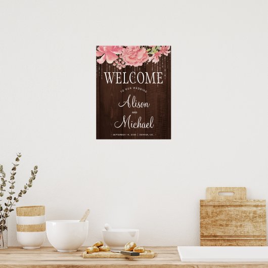 Blütenröte-Begrüßungszeichen Poster (Küche)