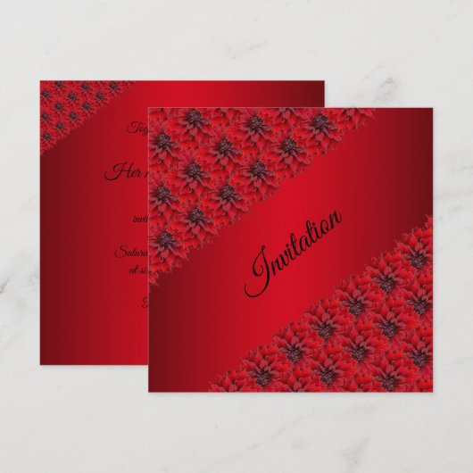 Blütenrote Dahlien in gotischer Einladung (Vorne/Hinten)