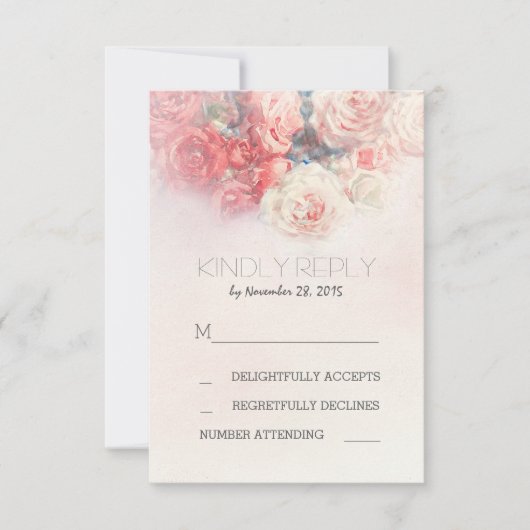 Blütenröte Rosa Hochzeit RSVP Karten (Vorderseite)