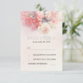 Blütenröte Rosa Hochzeit RSVP Karten (Stehend Vorderseite)