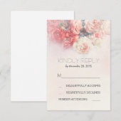 Blütenröte Rosa Hochzeit RSVP Karten (Vorne/Hinten)