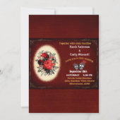 Blütenroter Blumengothischer Schädel Hochzeit Einladung (Vorderseite)