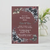Blütenroter Gothic Black Floral Couples Dusche Einladung (Stehend Vorderseite)