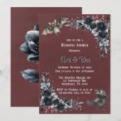Blütenroter Gothic Black Floral Couples Dusche Einladung (Vorne/Hinten)