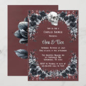 Blütenroter Gothic Black Floral Couples Dusche Einladung (Vorne/Hinten)