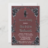 Blütenroter Gotischer Schwarzer Blumenwein Brunch Einladung (Vorderseite)