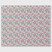 Blütenrotes Blumenmuster Geschenkpapier (Flach)