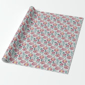 Blütenrotes Blumenmuster Geschenkpapier (Ungerollt)