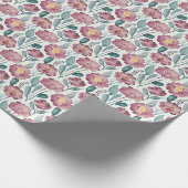 Blütenrotes Blumenmuster Geschenkpapier (Ecke)