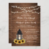 Blütenrustikale Sonnenblume Holz Lantern String Li Einladung (Vorne/Hinten)