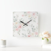 Blütensäulenhalle - pastellrosa und grüne Waterfar Quadratische Wanduhr