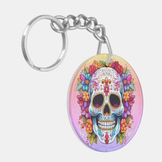 Blütenschädel Schlüsselanhänger (Vorderseite links)