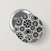 Blütenschaltfläche Schwarz-Weiß Button (Vorne & Hinten)
