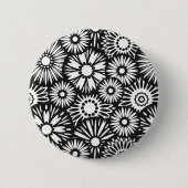 Blütenschaltfläche Schwarz-Weiß Button (Vorderseite)