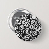Blütenschaltfläche Schwarz-Weiß Button (Vorne & Hinten)