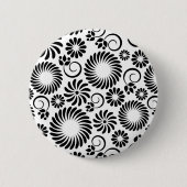 Blütenschaltfläche Schwarz-Weiß Button (Vorderseite)