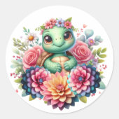 Blütenschildkröte Runder Aufkleber (Vorderseite)