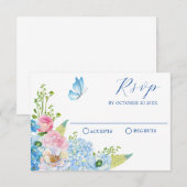 Blütenschmetterling aus Blaupink-Blume RSVP Karte (Vorne/Hinten)