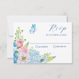 Blütenschmetterling aus Blaupink-Blume RSVP Karte