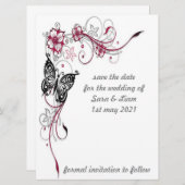 Blütenschmetterling Save The Date (Vorne/Hinten)