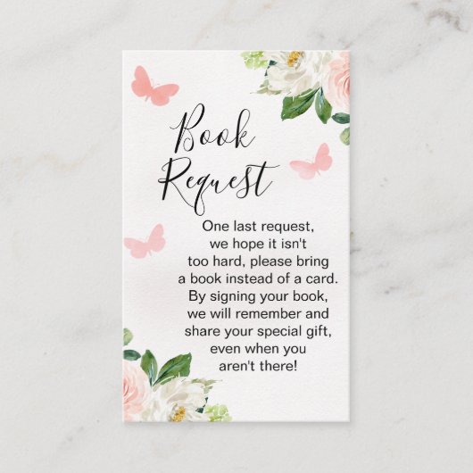 Blütenschmetterlingsbuchanfrage Visitenkarte (Vorderseite)