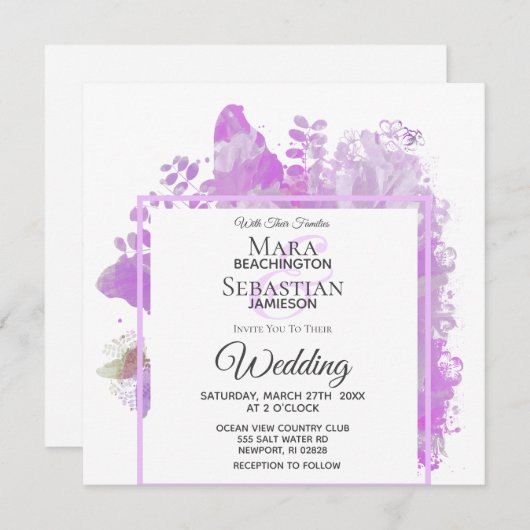 *~* Blütenschmetterlingsschmetterlingsgemälde AR3 Einladung (Vorne/Hinten)