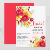 Blütenschrift Brautparty mit hellrotem Fall Einladung (Vorne/Hinten)
