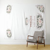 Blütenschwarz Rose Gold Brautparty Prop Wandteppich (Beispiel (Horizontal))