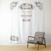 Blütenschwarz Rose Gold Brautparty Prop Wandteppich (Beispiel)