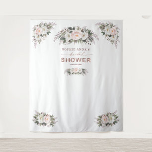 Blütenschwarz Rose Gold Brautparty Prop Wandteppich