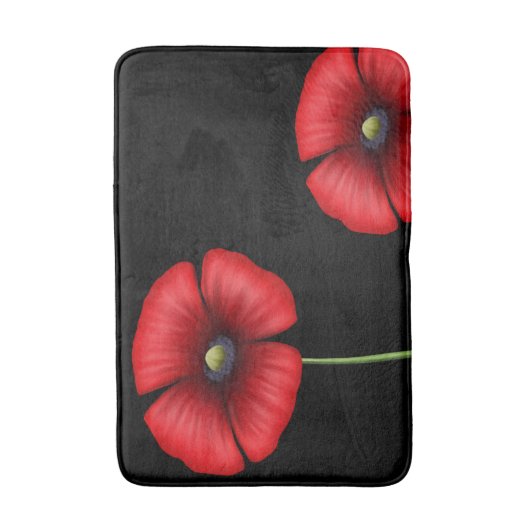 Blütenschwarz und Rote Pfeffer Badematte (Vorderseite Vertikal)