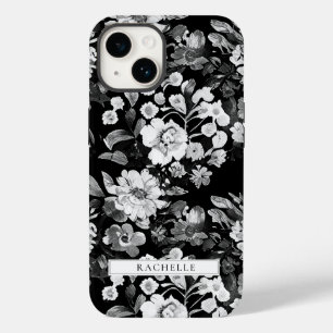 Blütenschwarz und Weiß Personalisiert Case-Mate iPhone 14 Hülle