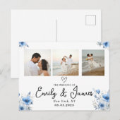 Blütenschwarzes Script-Foto Strip Wedding Postkarte (Vorne/Hinten)