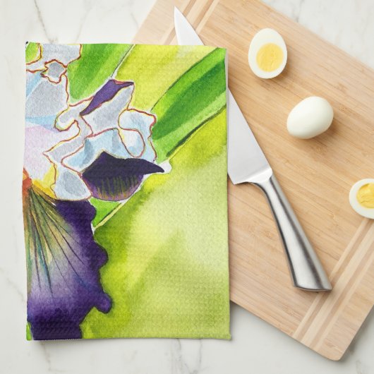 Blütensieb lila grün geschirrtuch (Viertel Falte)