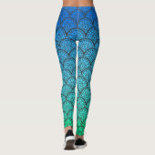 Blütenskala glänzende Leggings (Rückseite)