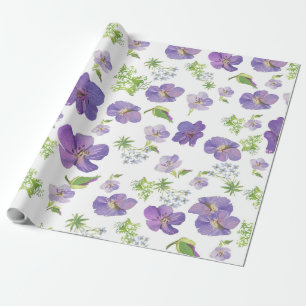 Blütensommer botanischer Hintergrund des lila Wass Geschenkpapier
