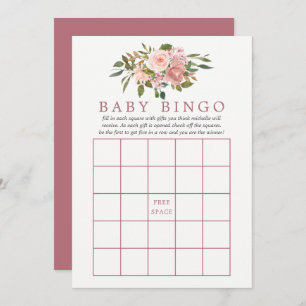 Blütenspülung und Rose Gold Baby Dusche Baby Bingo Einladung