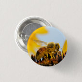 Blütenstaub-Überzogene Honig-Biene auf einem Button (Vorne & Hinten)