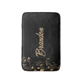 Blütenstaube in Schwarz und Gold Badematte (Vorderseite Vertikal)