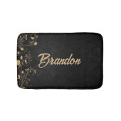 Blütenstaube in Schwarz und Gold Badematte (Vorderseite)