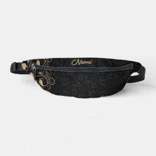 Blütenstaube in Schwarz und Gold Bauchtasche