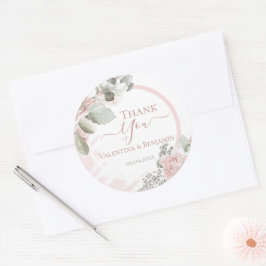 Blütenstaubige Rose Danke boho chic Runder Aufkleber
