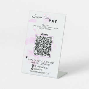 *~* Blütentisch Zelte zahlen . QR-Code Sockelschild