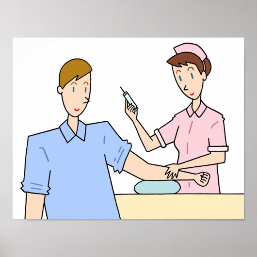 Blutentnahme und Impfung. Poster (Vorne)