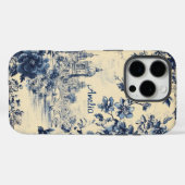 Blütentoile de jouy monogram Case-Mate iPhone hülle (Rückseite (Horizontal))